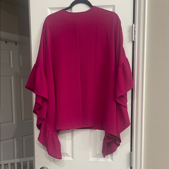 Fantastic Fawn Women's Fuchsia Ruffle Sleeve Blouse - Picture 6 of 6